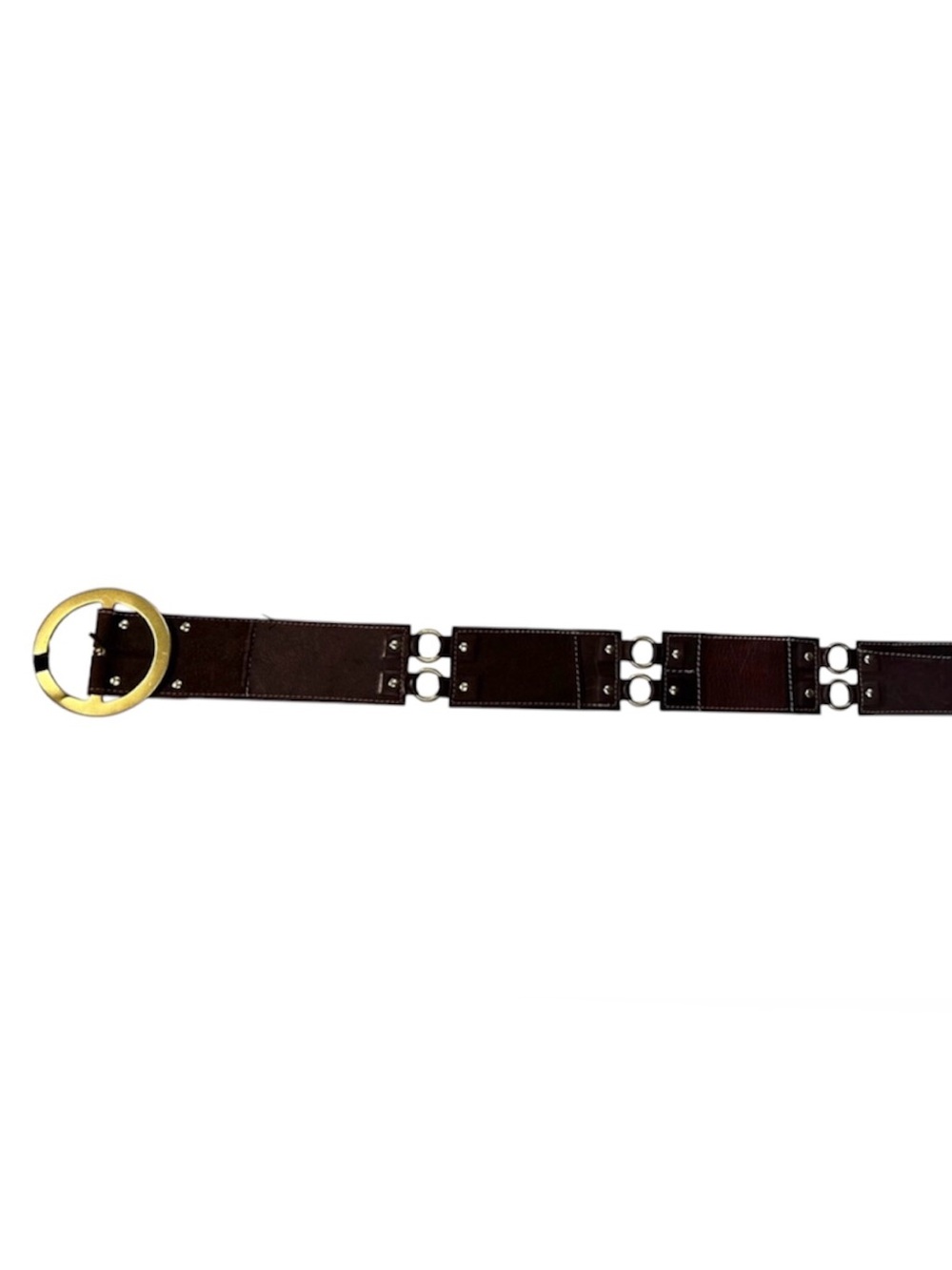 Vintage Marni Wide Leather Statement Belt Solid Brass